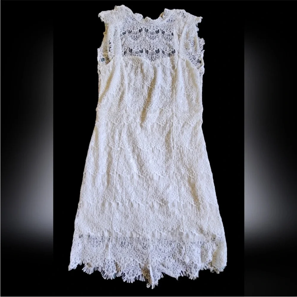 Free People Ivory Lace Mini Dress Open Back NWT Romantic Cottagecore Size Large